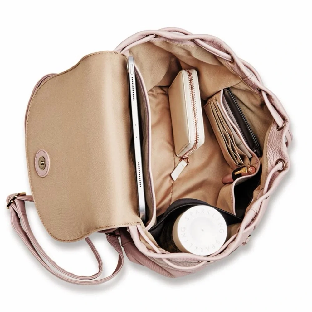 Levenger brown Drawstring Leather Backpack